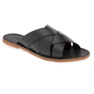 Madewell The Boardwalk Woven Slide Sandal Black Flats